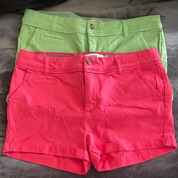 xiomi Pants - Women’s Cotton Blend Bermuda Shorts - Pink & Green Two-Pack